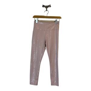 ZYIA Active Cropped / Capri Baby Pink Metallic Leopard Print Leggings Size 4